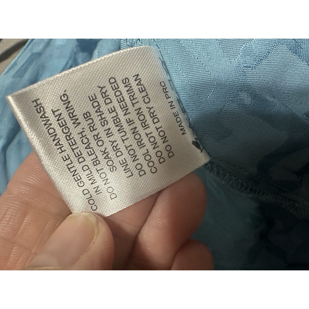 Ghanda Coastal Blue Satin Mini Slip Dress Tie‎ Back Geometric Jacquard Size M - Picture 7 of 7